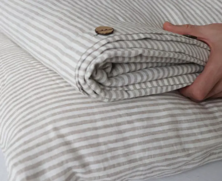 Striped Linen Bedding Set - Duvet Cover and Pillowcases
