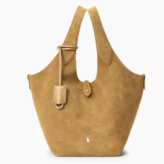 金冬天同款！Polo Ralph Lauren 麂皮中号托特包