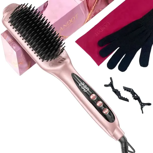 LANDOT 玫瑰金直发梳