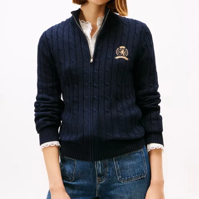 TOMMY HILFIGER Crest 徽标拉链针织开衫