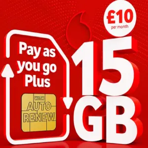 Vodafone Ltd：15GB套餐每月仅需£10