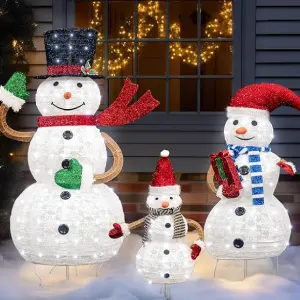 AWQM 3D Light Up Christmas Snowman Outdoor Decoration