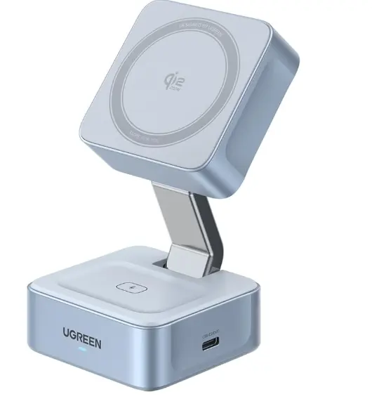 UGREEN Qi2 25W MagFlow 二合一磁吸无线充电器