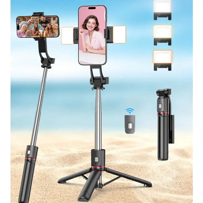 Free Fashion 40" Selfie Stick with Light & Wireless Remote