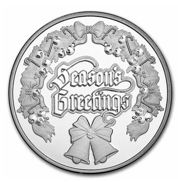 1盎司节日问候花环银质圆形纪念币