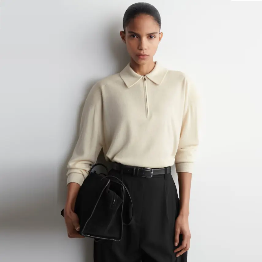 COS 美利奴羊毛牦牛绒拉链POLO 衫