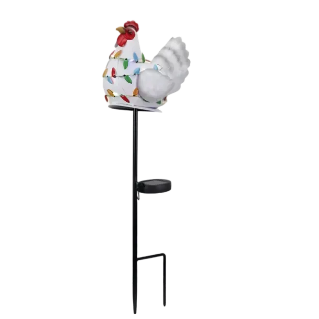 Red Shed 26英寸发光鸡太阳能圣诞庭院装饰木桩