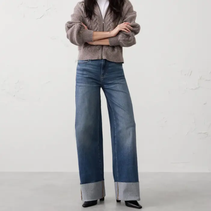 Banana Republic 阔腿高腰牛仔裤