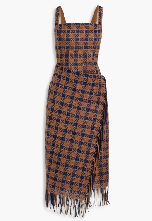 OSCAR DE LA RENTA 流苏蕾丝中长连衣裙