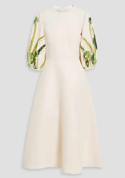 VALENTINO GARAVANI 真丝刺绣中长连衣裙