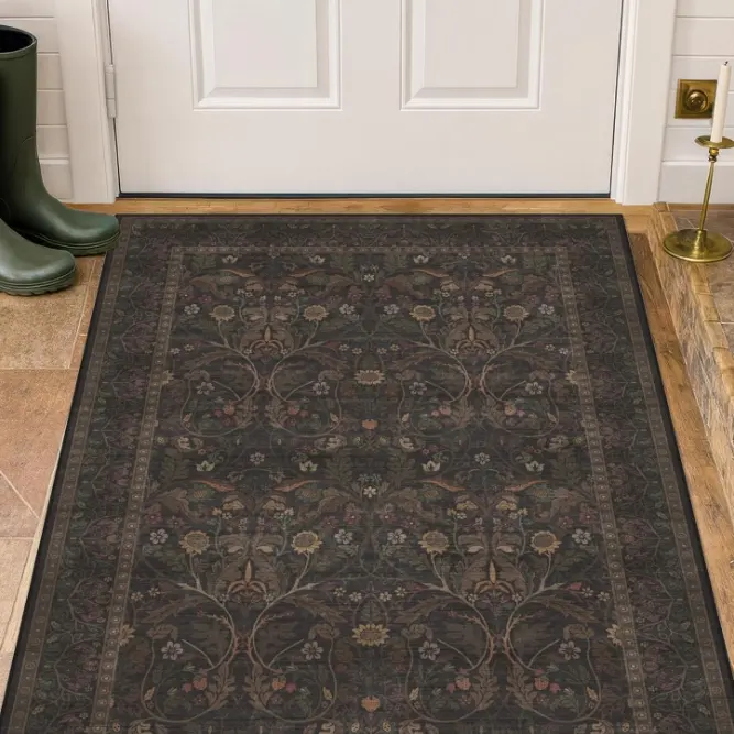 Evyhood 棕色大号可水洗室内玄关地毯