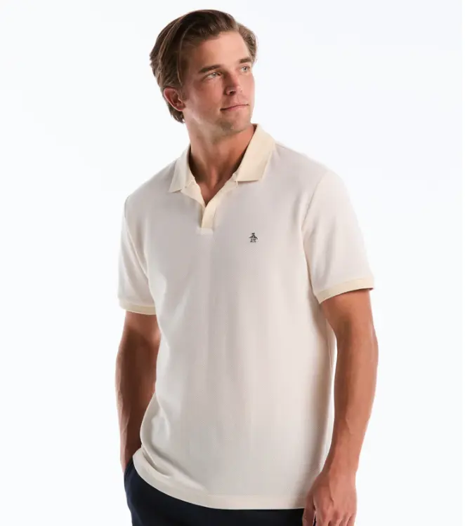 蜂窝纹理约翰尼领Polo衫