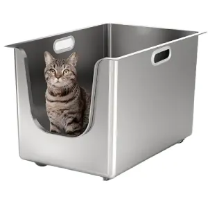 Stainless Steel Litter Box 13.7'' High Sides