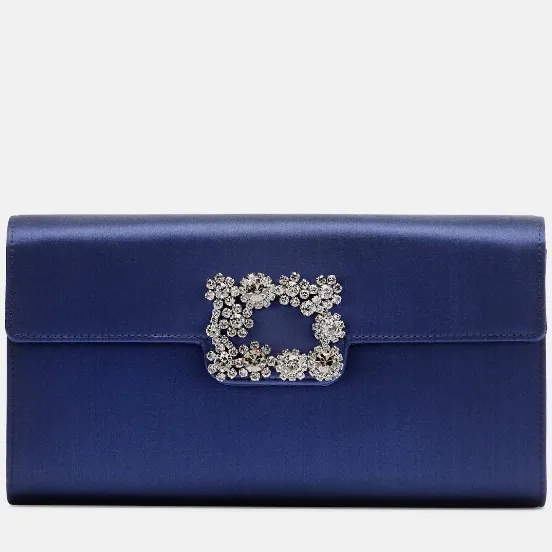 ROGER VIVIER 蓝色缎面手拿包