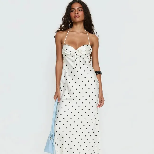 PRINCESS POLLY COSTELLA 白色波点挂脖连衣裙