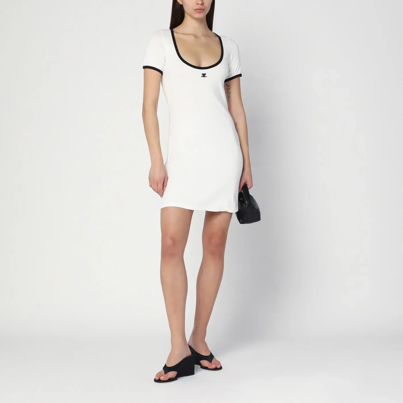 Courrèges 黑白棉质迷你连衣裙