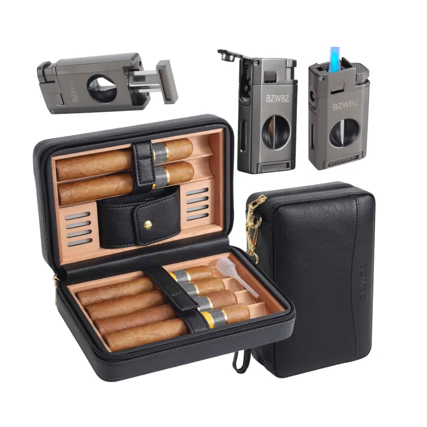 BZWBZ 旅行雪茄盒套装带喷枪打火机