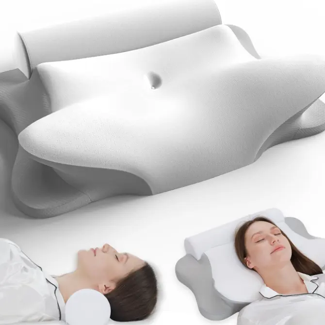 RUMMY 2-in-1 Memory Foam Cervical Pillow & Round Bolster Roll