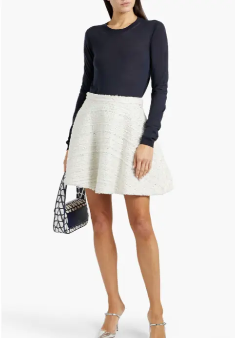 VALENTINO GARAVANI 金属感圈圈花呢迷你半身裙