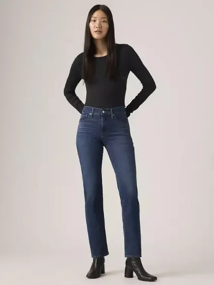 女式修身直筒牛仔裤