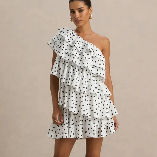 ORLA 波点白色连衣裙