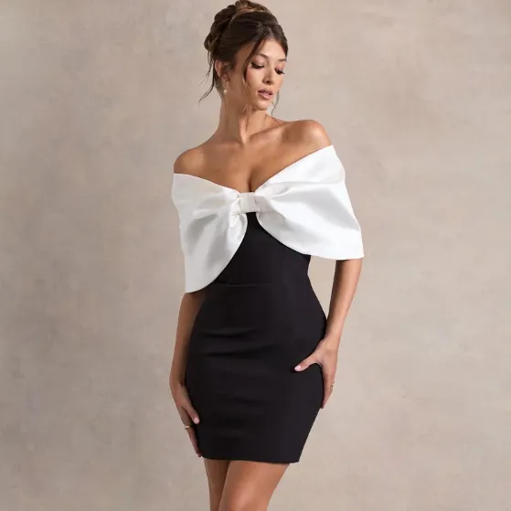 DEWDROP 超大蝴蝶结迷你连衣裙