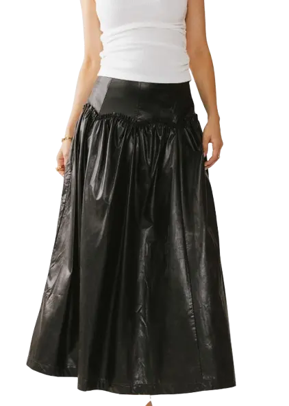 Benson 仿皮革高腰长裙
