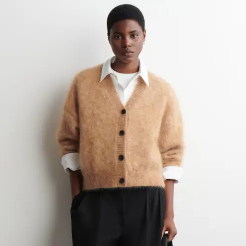 COS 马海毛羊毛V领开衫