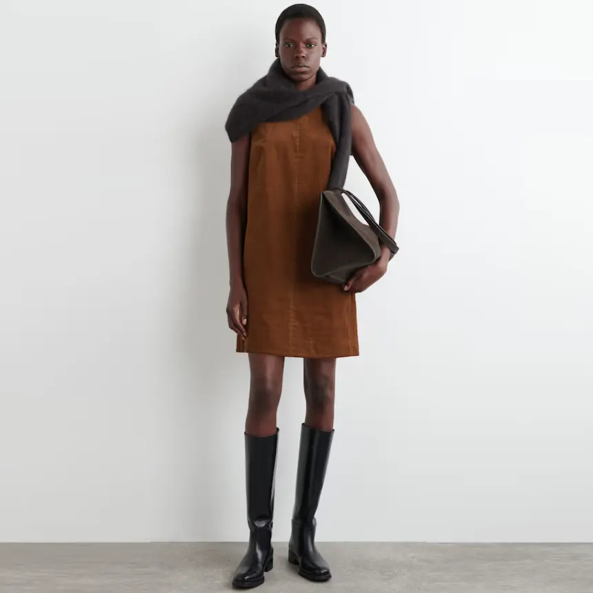 COS 灯芯绒迷你直筒连衣裙