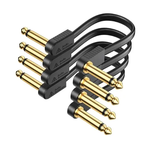 6英寸镀金扁平带状吉他连接线4条装