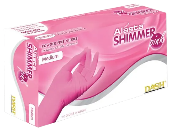 Alasta® Shimmer Pink® 丁腈检查手套（盒装）