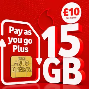 Vodafone Ltd: Get 15GB for £10 for 3 Months