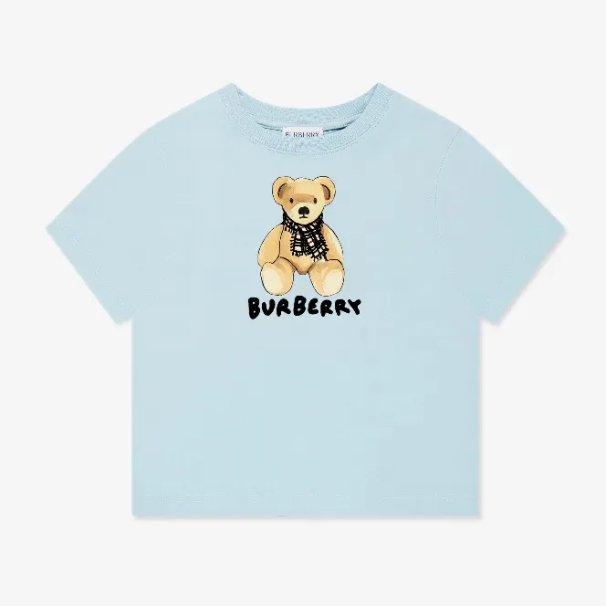 BURBERRY 巴宝莉大童款泰迪熊印花蓝色T恤