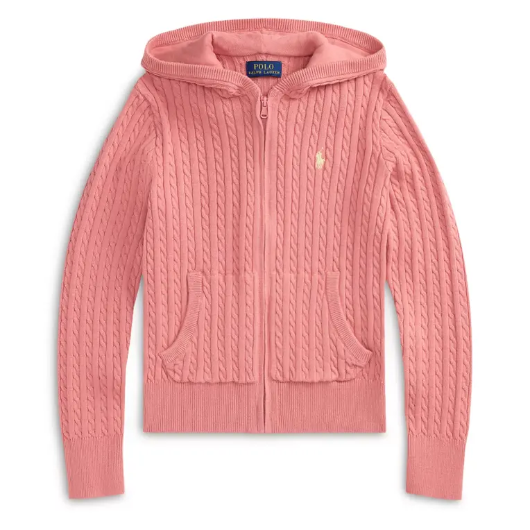 L码有货！Polo Ralph Lauren 拉夫劳伦大童款绞花拉链外套