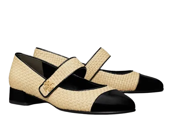 Tory Burch 编织撞色玛丽珍鞋