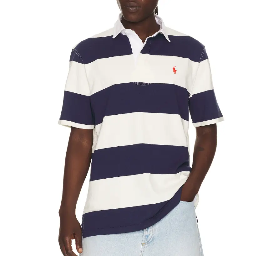 Polo Ralph Lauren 短袖针织经典橄榄球条纹 Polo 衫