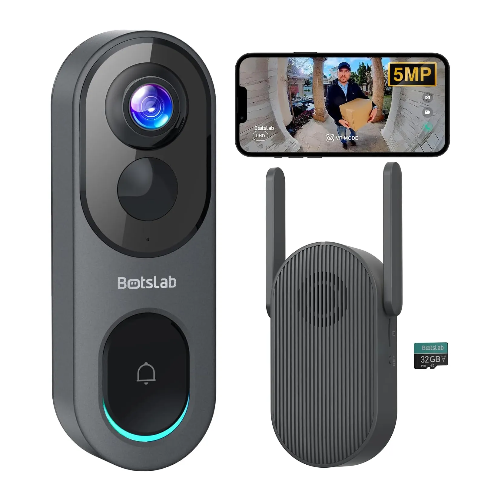 BOTSLAB 5MP Wireless Video Doorbell Camera