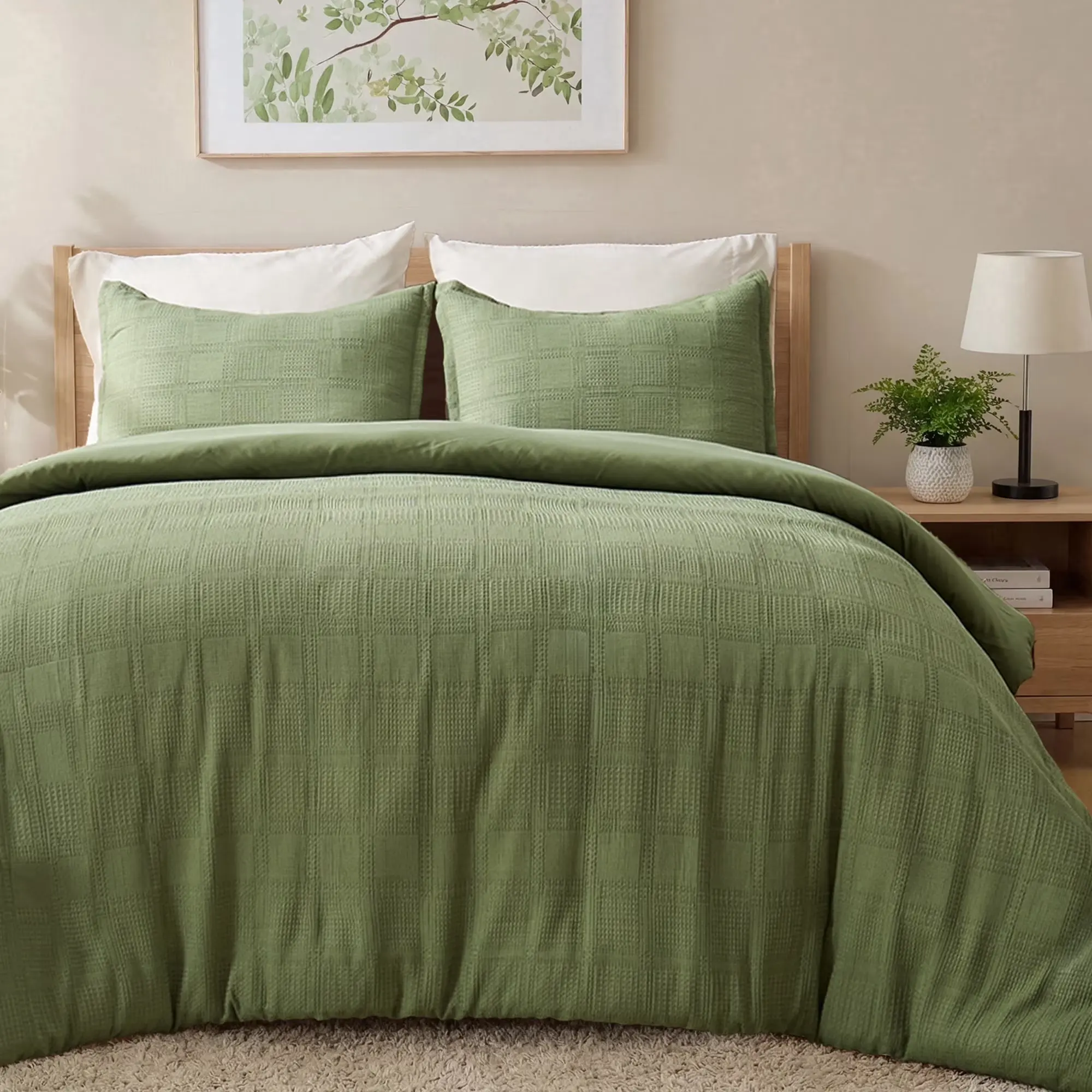 Ultra Soft Waffle Weave Textured Duvet Cover Bedding Set