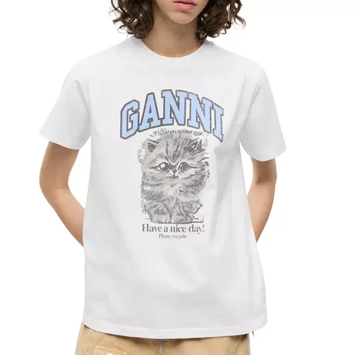 凑单返礼卡！Ganni 小猫印花短袖