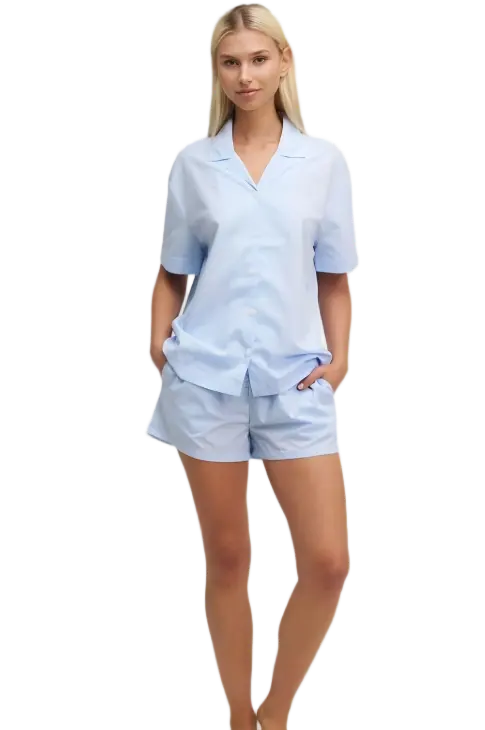 高端条纹短款睡衣套装