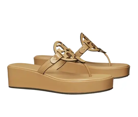 Tory Burch 软皮革坡跟凉鞋