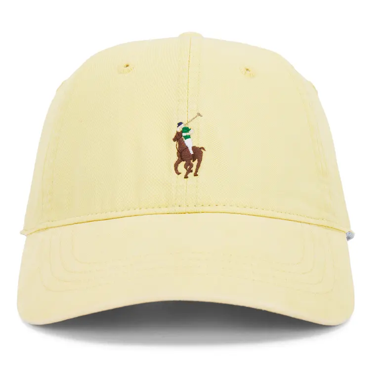 Polo Ralph Lauren  浅黄彩色小马刺绣水洗棉软顶棒球帽
