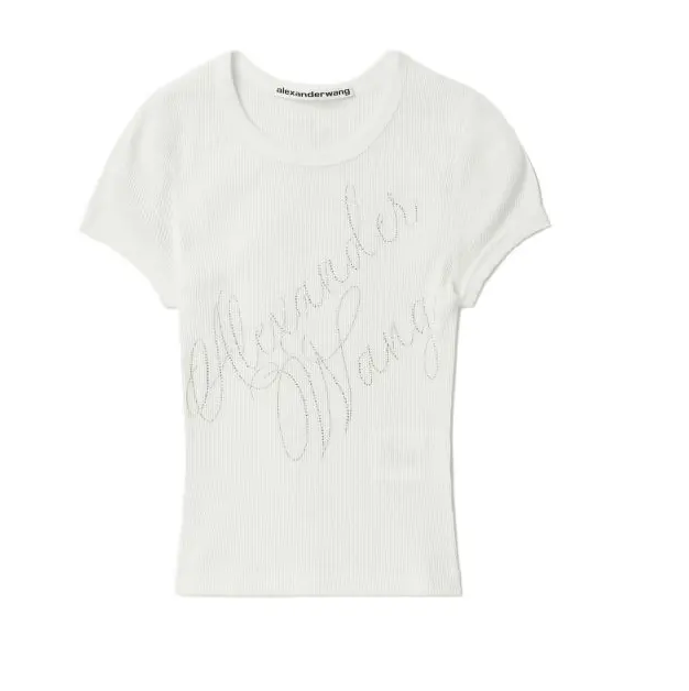 刘浩存同款！alexanderwang 钻饰 logo T 恤