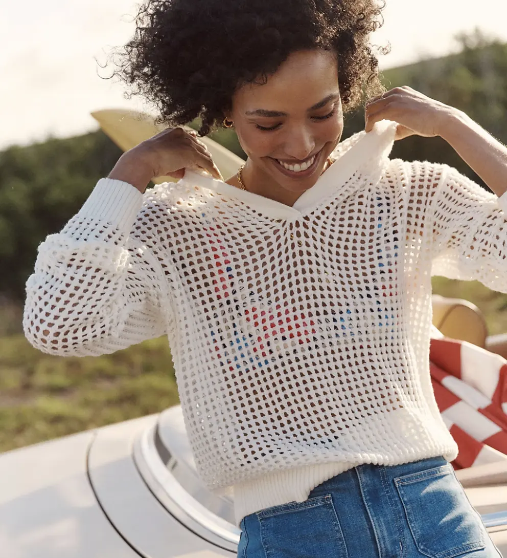 J.CREW 镂空针织帽衫