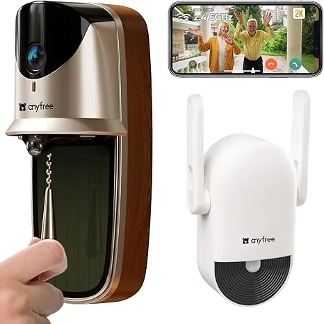anyfree Solar Video Doorbells Camera Wireless with Chime Pro (2nd)