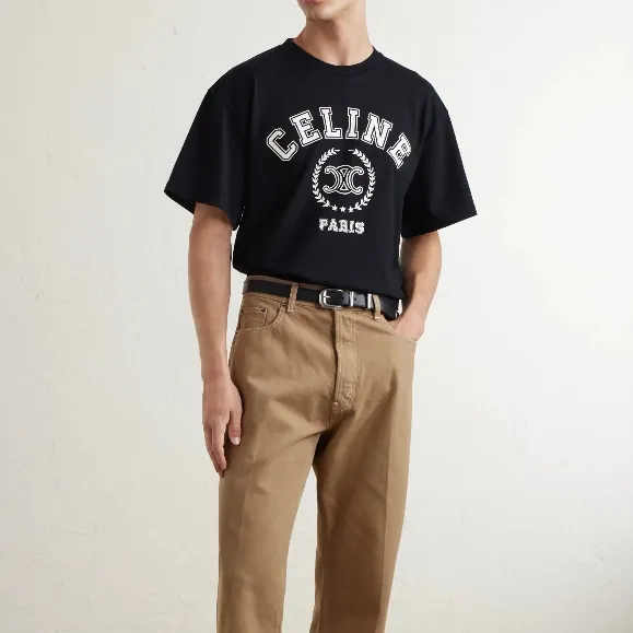 CELINE 徽标黑色T恤