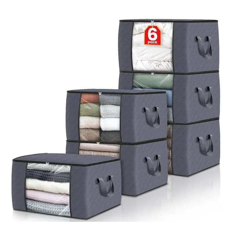 Fab totes 6 Pack Storage Bags Grey