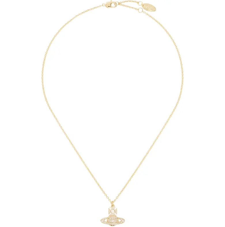 Vivienne Westwood Mini Bas Relief 金色迷你浮雕满钻土星项链