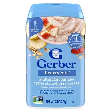 Gerber, Hearty Bits®，多谷物，12 个月以上，香蕉、苹果、草莓味 227g