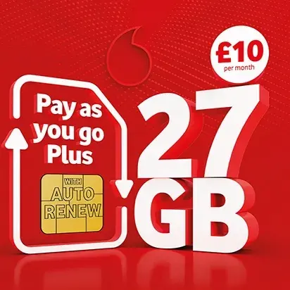 Vodafone Ltd：27GB套餐每月仅需£10